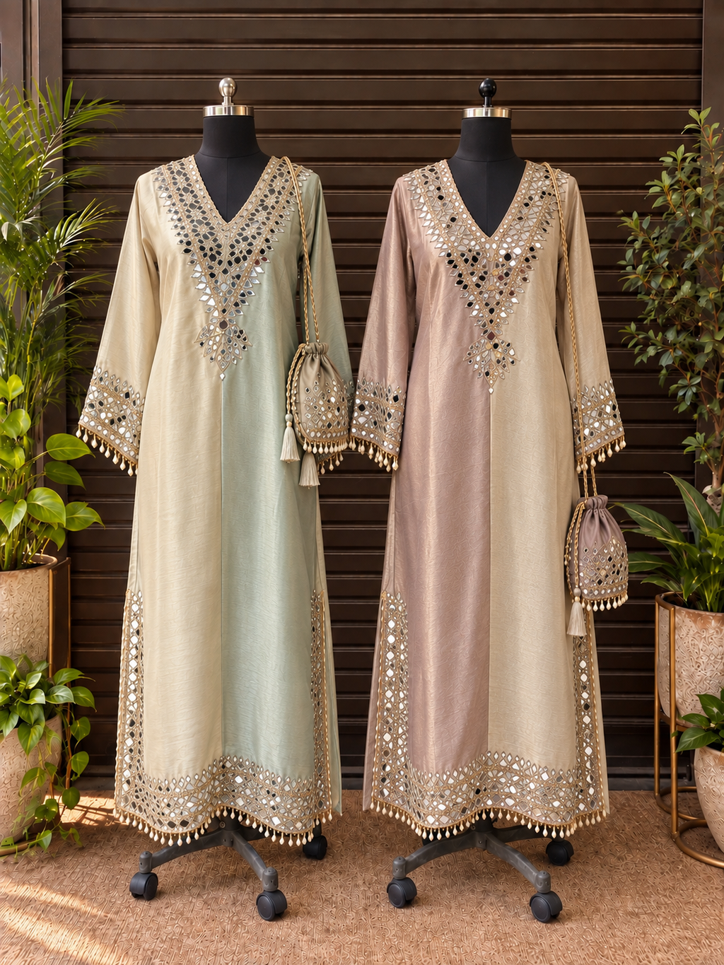 Aafreen Long Side Slit Mirror Dress