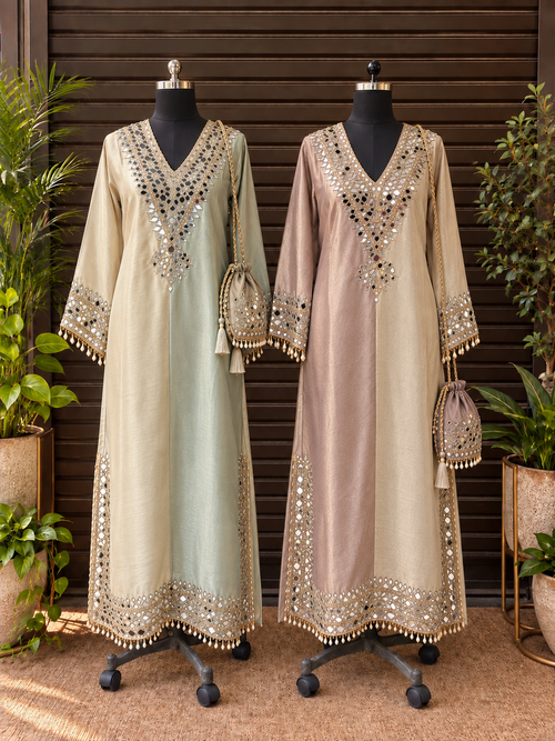 Aafreen Long Side Slit Mirror Dress